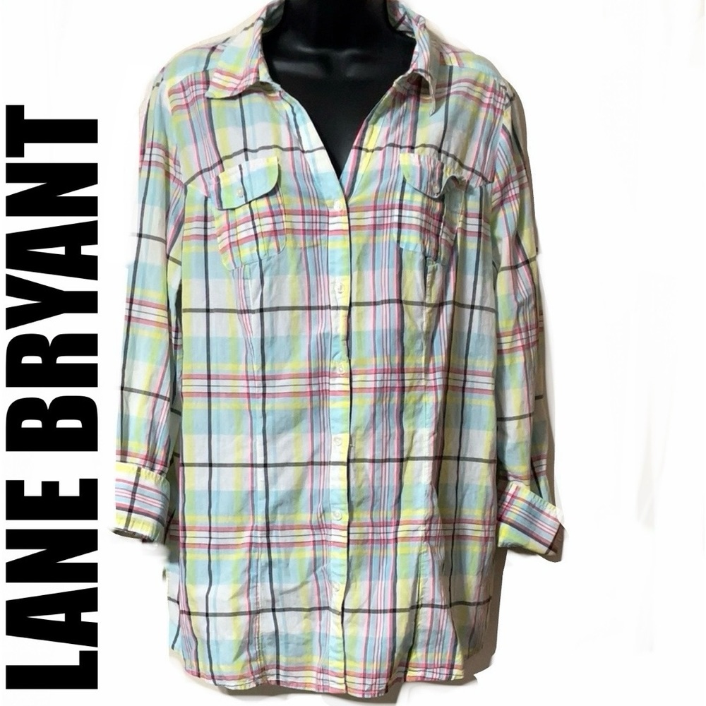 🌺LANE BRYANT Pastel Plaid Top🌺